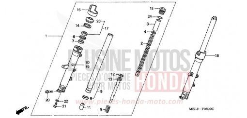 GABEL, VORNE NT650V3 de 2003